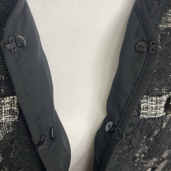 CARLISLE Vintage Women’s Black Tweed Lace Button Blazer Size 8 Boxy Elegant - Picture 10 of 13